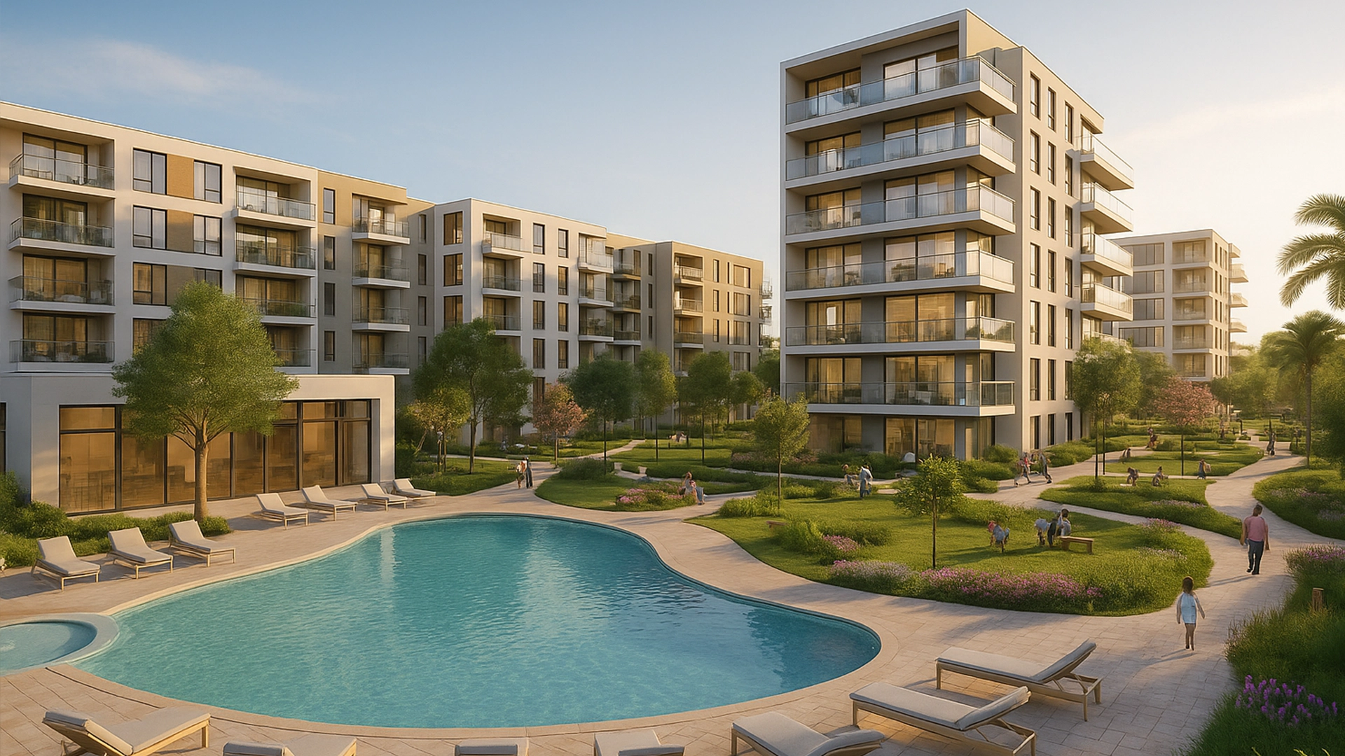 Render 3D de urbanización moderna