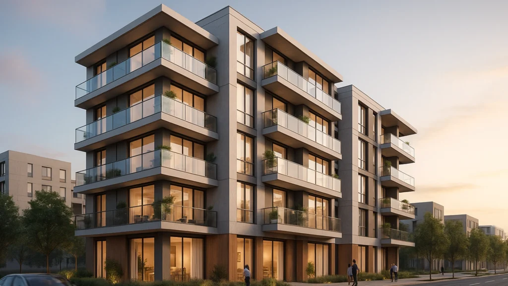 Render 3D fotorealista para presentar un proyecto inmobiliario antes de construirlo