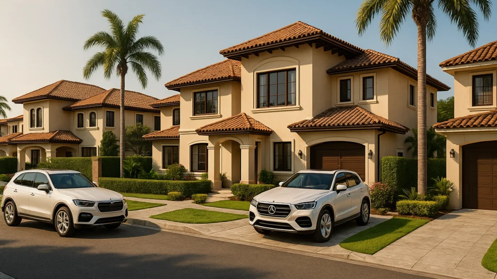 Render 3D de urbanización premium en Puerto Azul, Guayaquil