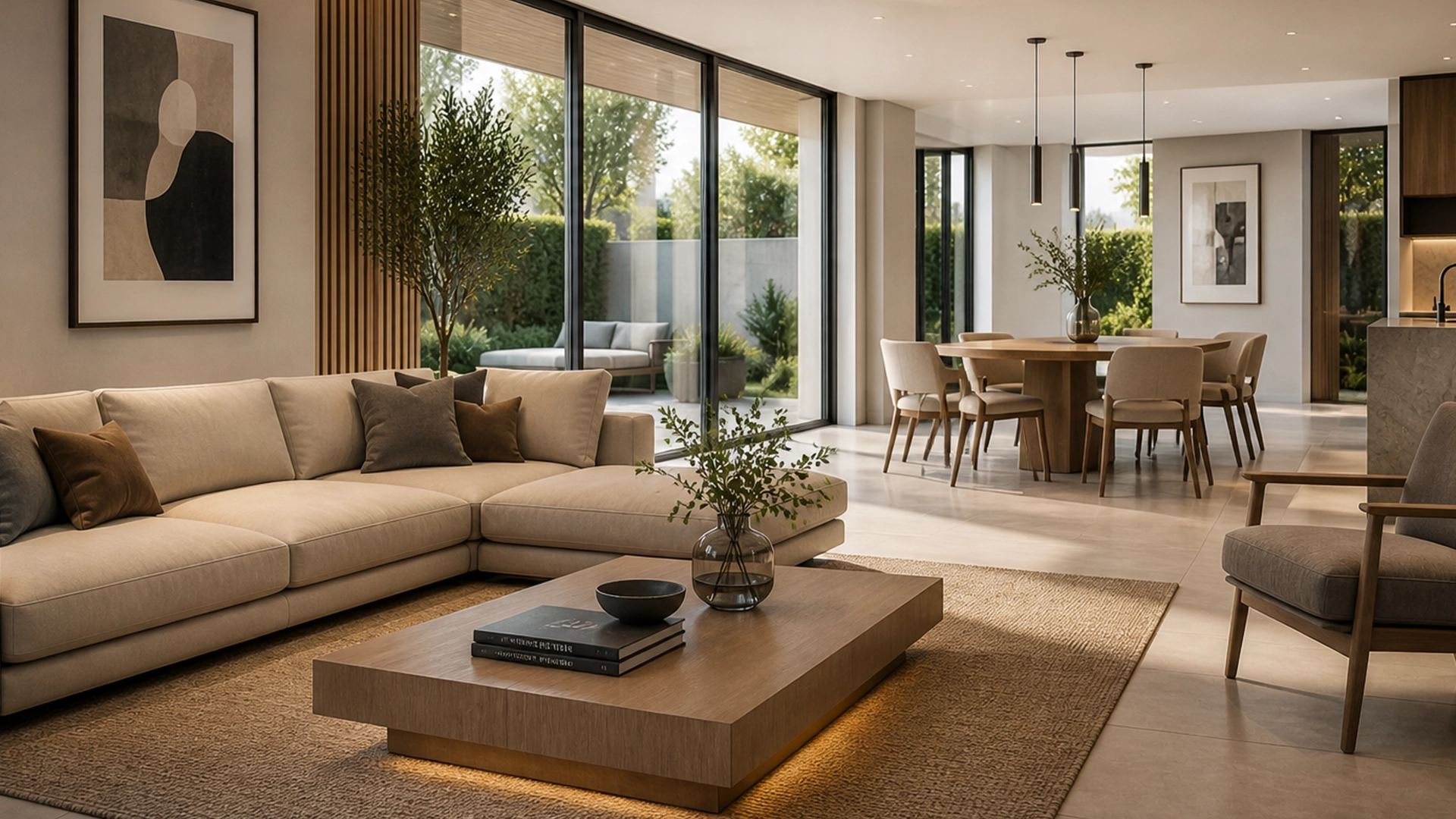 render interior 3d ejemplo de diseño arquitectonico moderno con iluminacion realista