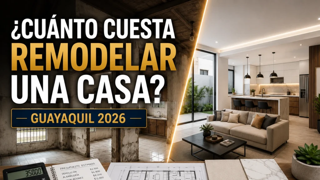 Comparación entre una vivienda antes y después de una remodelación mostrando los costos de reforma en Guayaquil durante 2026.