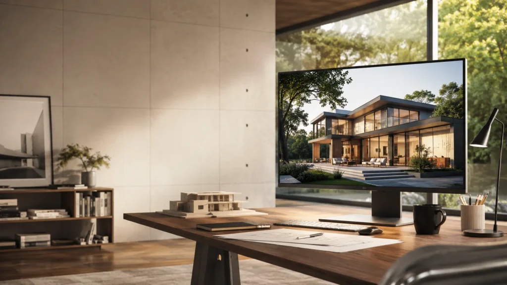 Estación de trabajo para visualización arquitectónica con D5 Render