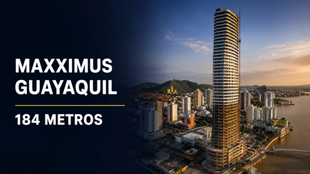 Maxximus Guayaquil, rascacielos de 184 metros en construcción en Puerto Santa Ana